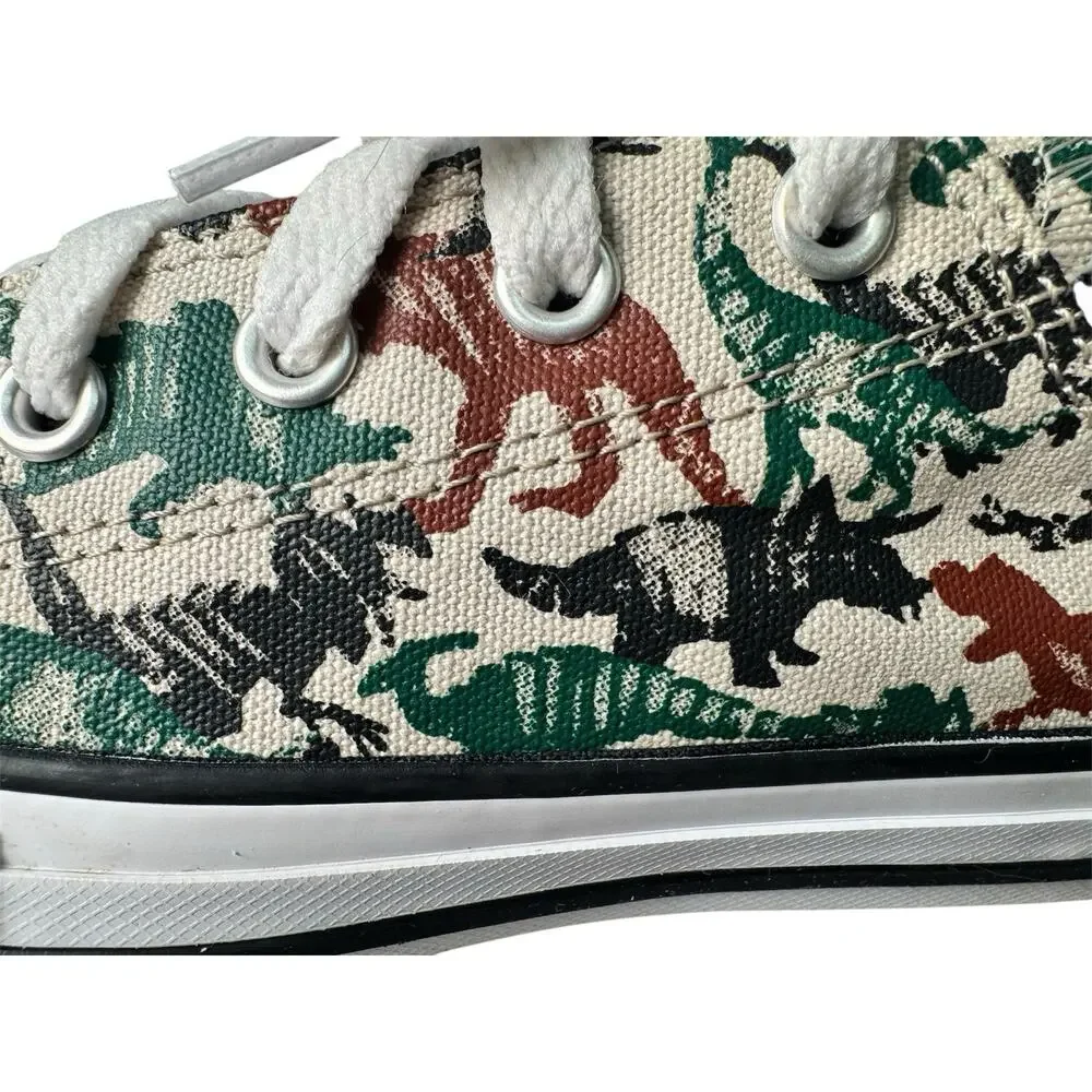 Converse Kids All Star Dinosaur Print Sneakers Canvas Low Top Jurassic Shoe Sz 1